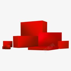 红色立体方块装饰元素素材