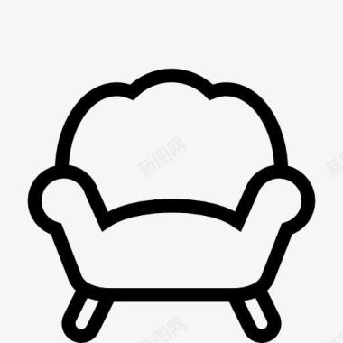 单人椅简约黑色扶手椅图标图标