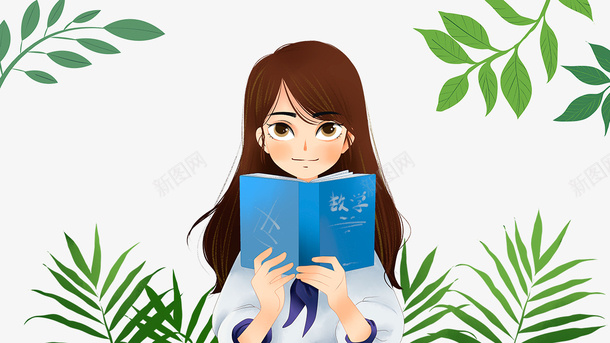 卡通手绘开学季读书的学生psd免抠素材_88icon https://88icon.com 卡通 季读书的学生 开学 手绘 植物装饰 看书的女孩 蓝色的书本