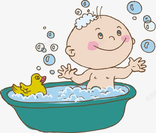 卡通婴儿png免抠素材_88icon https://88icon.com 婴儿 宝宝 小孩 小黄鸭 泡泡 泡澡的婴儿 洗澡 鸭仔