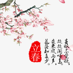 花朵图案和立春文字素材