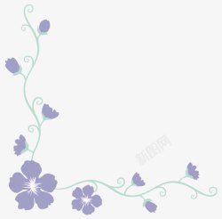 紫色小花边角装饰边框素材