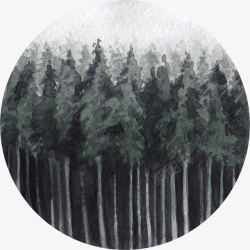创意森林水彩卡通油画森林高清图片