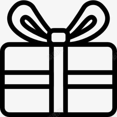 黑色线条礼物礼盒图标图标