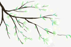 手绘装饰春天树枝元素素材