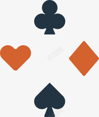 手绘扑克牌游戏图标卡通扑克花色图标矢量图图标