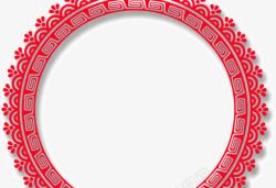 红色喜庆复古风花纹边框圆圈素材