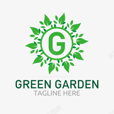绿叶素材图绿色字母文字logo矢量图图标图标