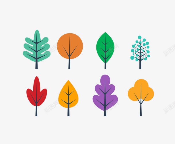 卡通小树叶png免抠素材_88icon https://88icon.com 彩色植物 手绘植物 树木 树林