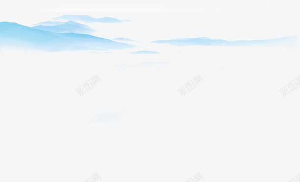 蓝色中国风山水风景png免抠素材_88icon https://88icon.com 国风 山水 蓝色 风景