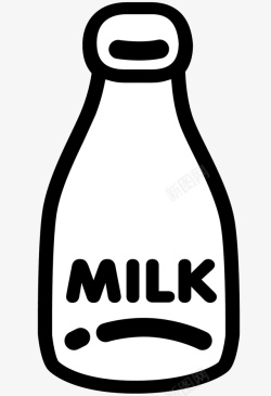 简约牛奶黑白色奶瓶图标高清图片