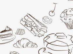 羊角和斧子可爱手绘简笔蛋糕甜品面包高清图片