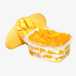 千层盒子芒果蛋糕元素高清图片