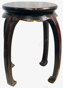 清代梓木中式圆凳子素材