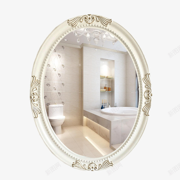 白色欧式浴室镜子psd免抠素材_88icon https://88icon.com 公主镜 创意雕刻 宫廷镜子 欧式浴镜 浴镜 照镜子 白色浴镜 花纹 镜子里的人