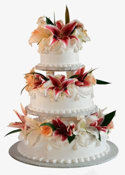 集体婚礼实物花朵婚礼蛋糕高清图片