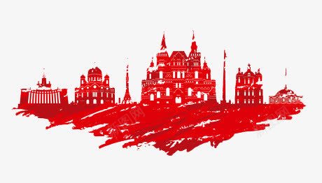 红色欧式建筑png免抠素材_88icon https://88icon.com 剪影 城市建筑 欧式建筑 红色