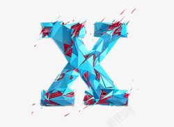蓝色字母X红色装饰素材