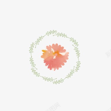 婚礼logo设计小清新水彩花矢量图图标图标