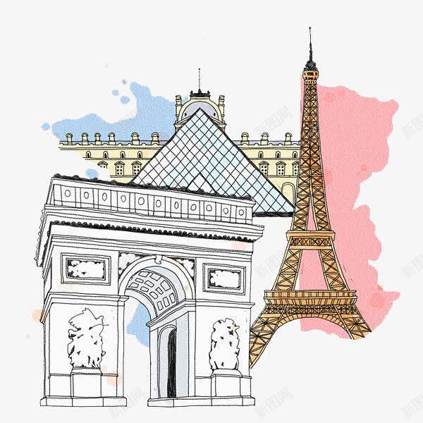 法国欧洲图png免抠素材_88icon https://88icon.com 全球 地标 建筑 旅游 景点 欧洲 水彩 法国 法国凯旋门风情