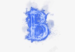 创意蓝色火焰字母B素材