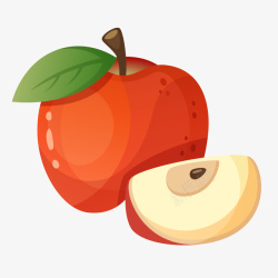 扁平化食品一个带叶子的手绘苹果矢量图高清图片
