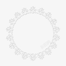 白色花纹镂空简约圆形边框素材