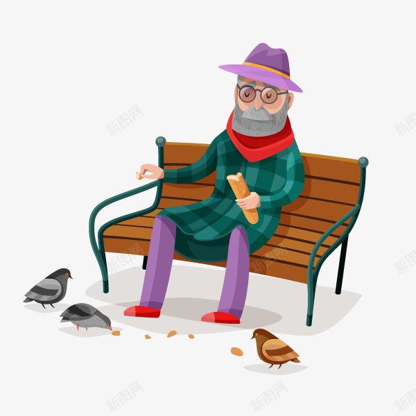 手绘卡通坐在长椅上的老人用面包png免抠素材_88icon https://88icon.com 公园绘画 公园鸽子 动漫 动画 喂鸽子 手绘卡通坐在长椅上的老人用面包喂鸽子免费下载 长椅上的老人 面包喂鸽子