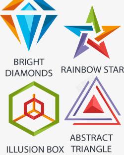 六边形钻石几何彩色商务标志图标高清图片