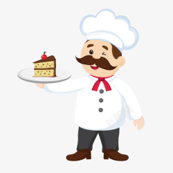 制作糕点用品一个手托蛋糕的糕点师傅高清图片