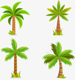 海边植物4款绿色棕榈树矢量图高清图片