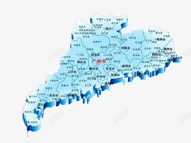 广东地图png免抠素材_88icon https://88icon.com png图形 png装饰 地图 立体 蓝色 装饰
