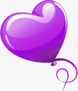 紫色卡通爱心气球素材