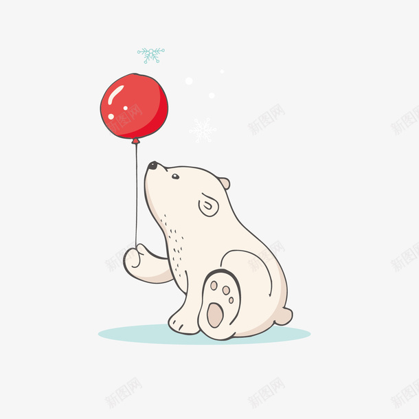 拿着气球的北极熊手绘png免抠素材_88icon https://88icon.com 卡通 可爱 坐着的北极熊 大熊 小熊 手绘 白色 红色气球