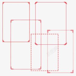红色花边半方框红色花纹边框高清图片