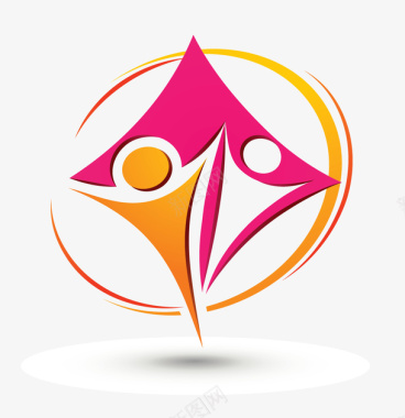 企业组织徽标手绘卡通运动健身logo图标图标