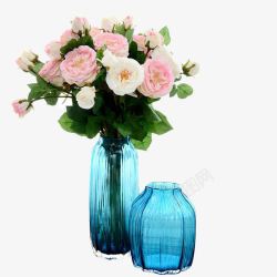 蓝色花瓶蓝色透明花瓶高清图片