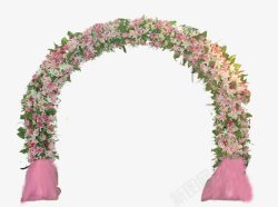 粉色花朵拱门婚礼素材