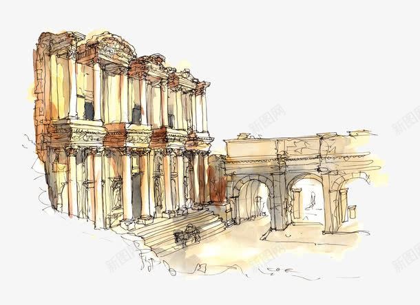 水彩建筑图png免抠素材_88icon https://88icon.com 彩色 手绘 欧式建筑 罗马建筑