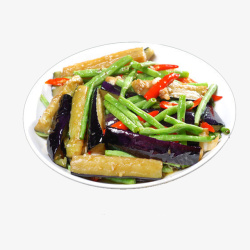 中式特色产品实物美食茄子豆角高清图片