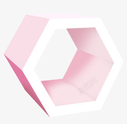 粉色水彩立体六边形素材