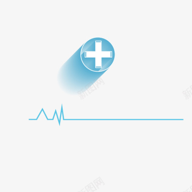 蓝色热气球医疗图标矢量图图标