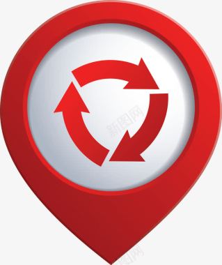 红色循环地标箭头图图标图标