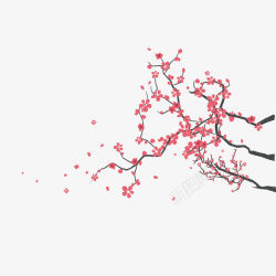 简约红梅树枝简约卡通红色腊梅花枝矢量图高清图片