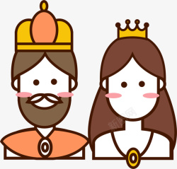 卡通可爱国王和王后素材