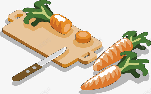 案板上的美食胡萝卜食材中国传统煲汤美食矢量图图标图标