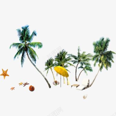 椰子树夏季海边图标图标