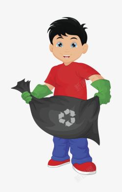 卡通男孩清洁地面环保素材