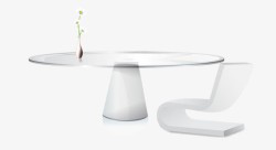 白色简约桌椅效果图素材