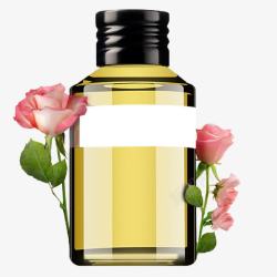 黄色的玫瑰花玫瑰精油瓶高清图片